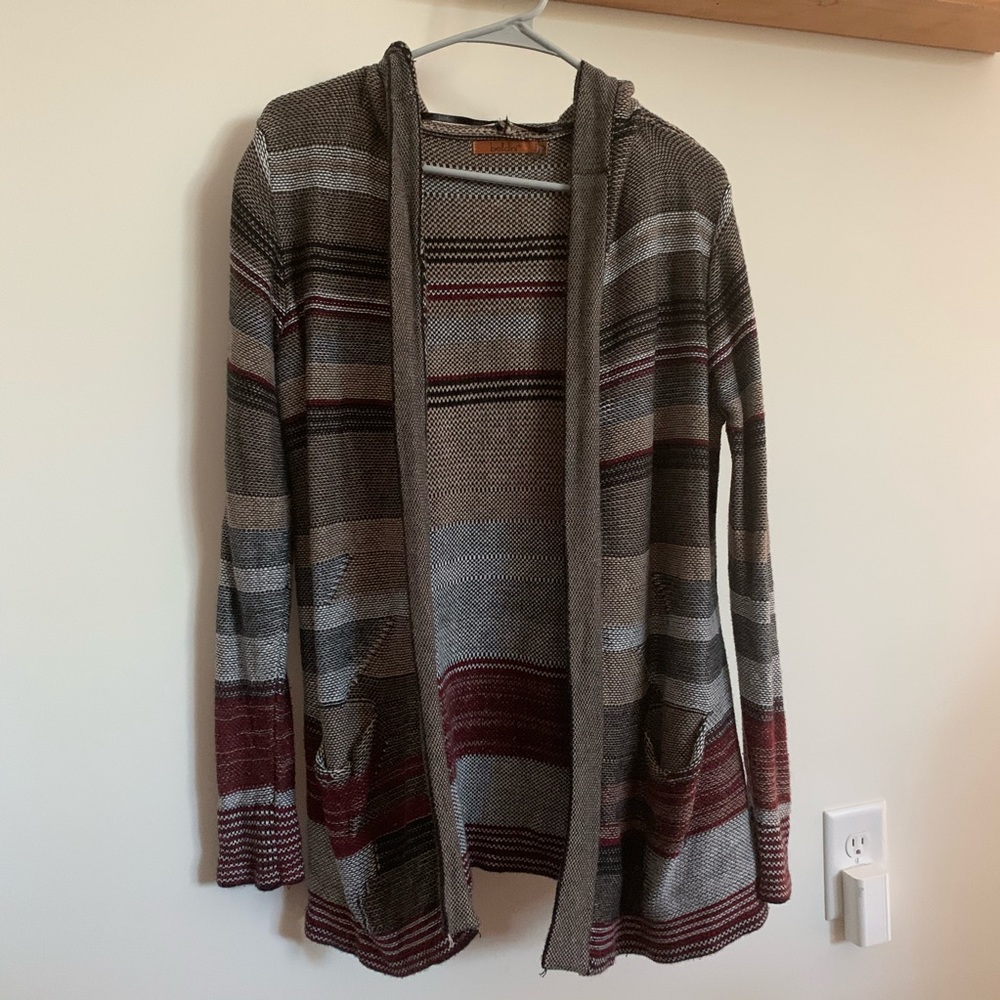 Striped Sweater with Pockets and hood